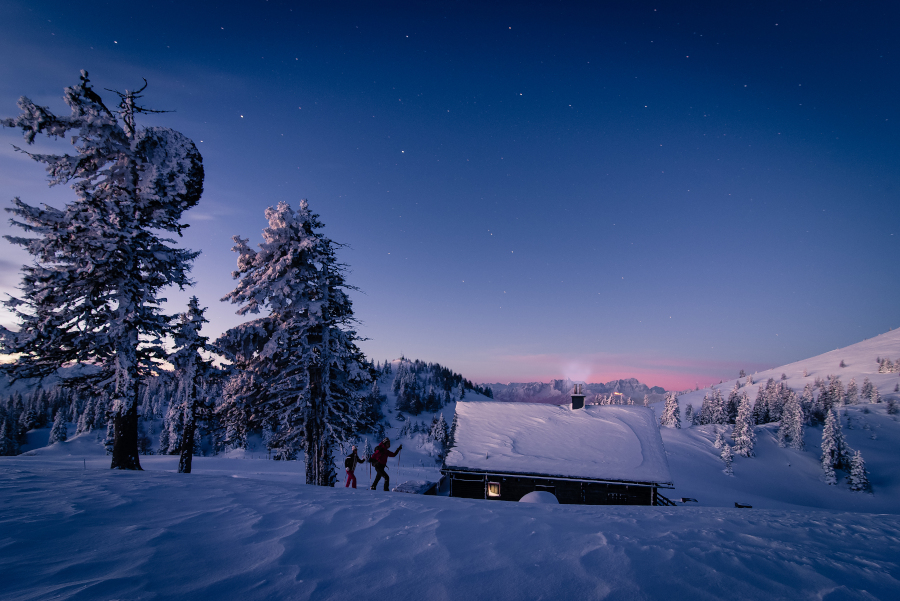 Naturpark Dobratsch tijdens de winter in Oostenrijk
