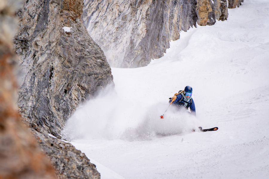 Uitdaging voor gevorderden - de couloirs van Sunshine Village ©Jill Scarpato