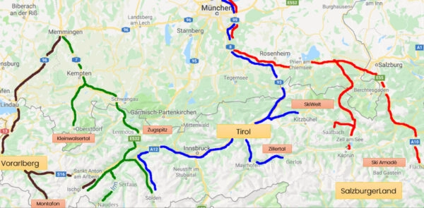 Beste route naar Oostenrijk - skigebieden