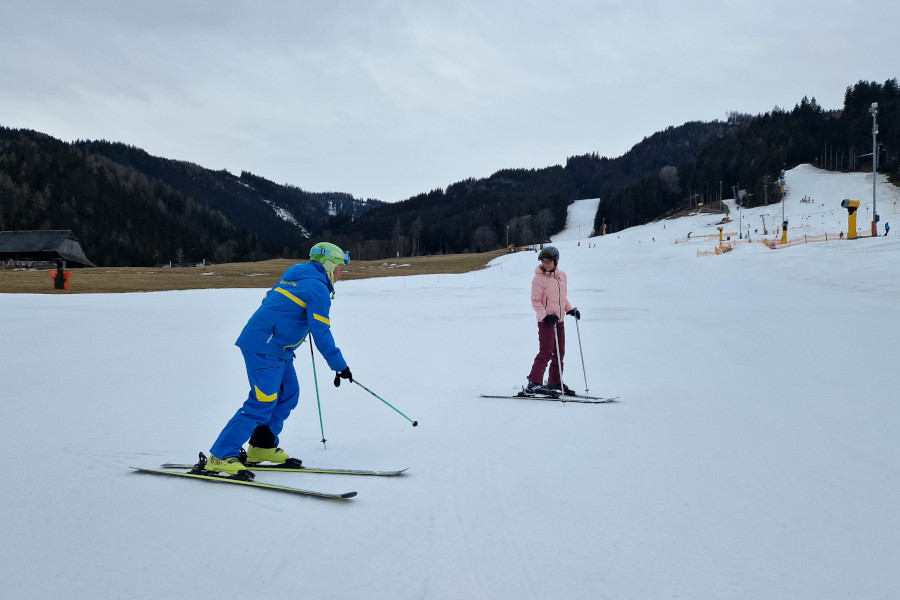 Opnieuw leren skiën in skigebied Gaaler Lifte. 