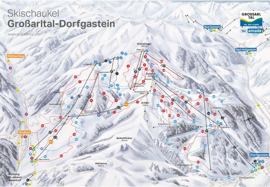 Pistekaart Grossarl skigebied