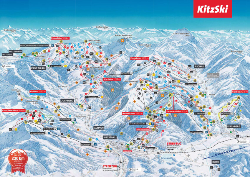 Skigebied Kitzbühel: pistekaart Kitzski
