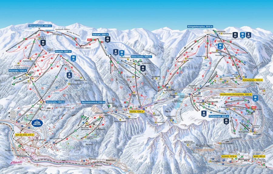 Pistekaart Königsleiten - plattegrond van het skigebied