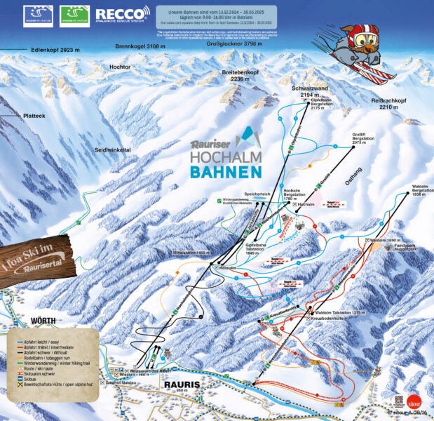 Pistekaart Rauris - plattegrond van het skigebied