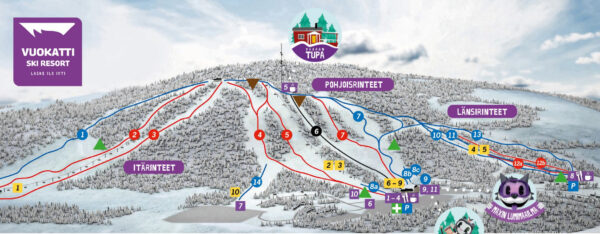 Pistekaart Vuokatti skigebied