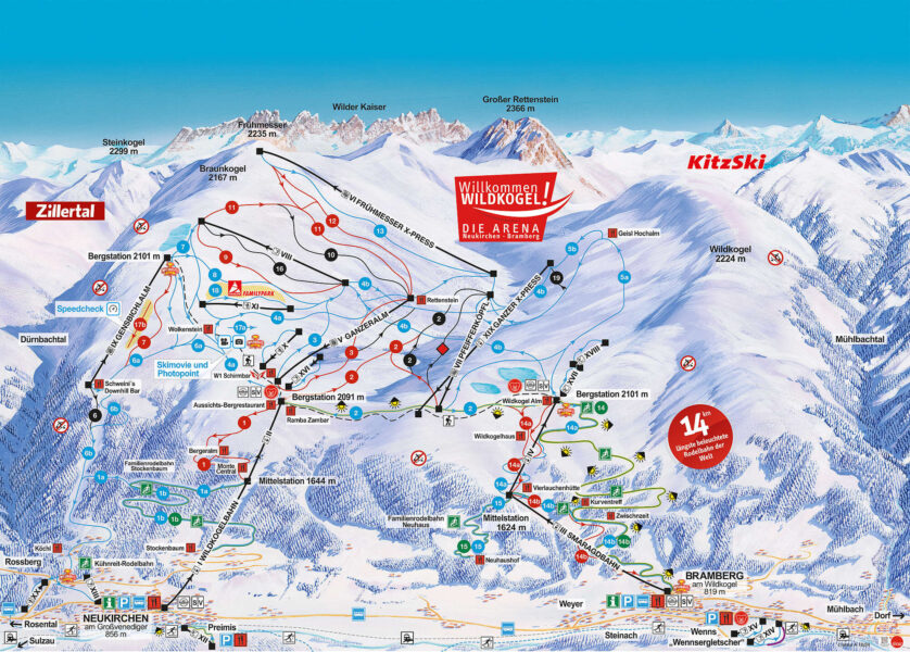 Pistekaart Wildkogel Arena