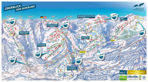 Pisteplan skigebied Oberstdorf Kleinwalsertal in Duitsland