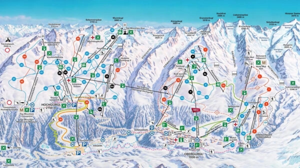 Plattegrond skigebied Obergurgl-Hochgurgl pisteplan