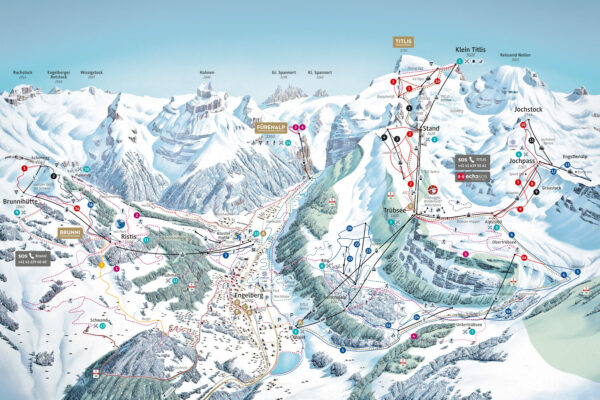 Plattegrond skigebied Engelberg pisteplan