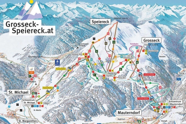Skigebied Grosseck - Speiereck - plattegrond en pisteplan