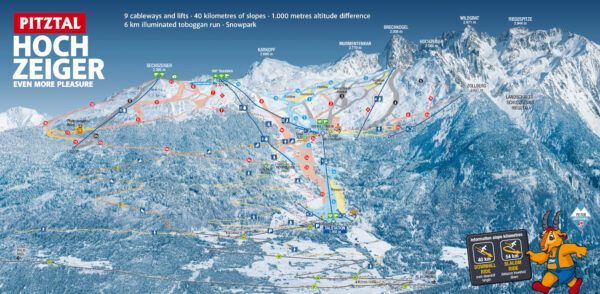 Skigebied Hochzeiger plattegrond