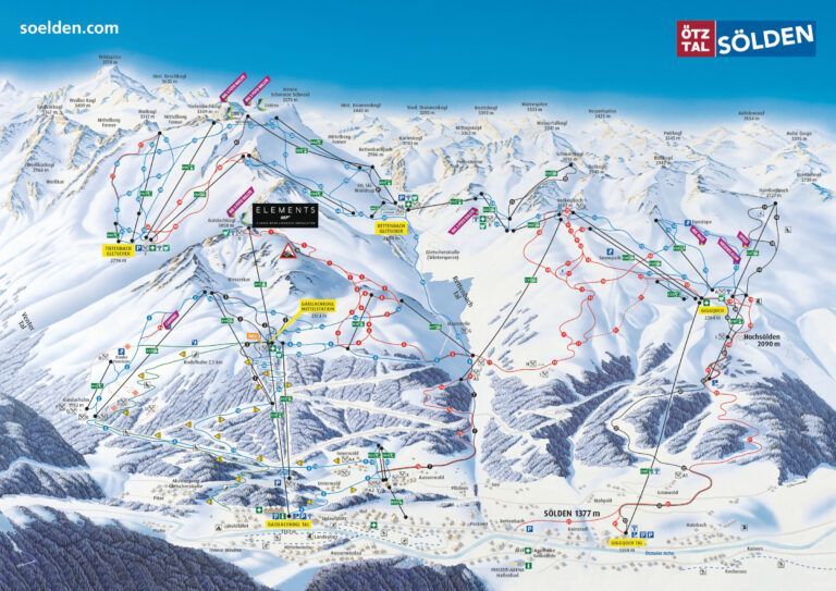 plattegrond van het skigebied van Solden.