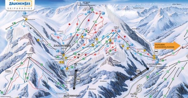 Platttegrond van skigebied Zauchensee.
