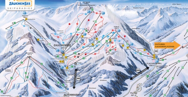 Platttegrond van skigebied Zauchensee.