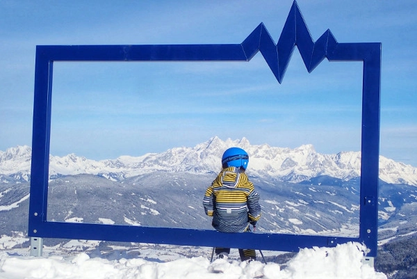 Zitten, genieten, kijken, uitzicht in Snow Space Salzburg en Flachau